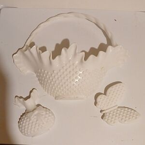 Burwood Homco 1984 Vintage 4 Piece Hobnail Wall Pocket Set